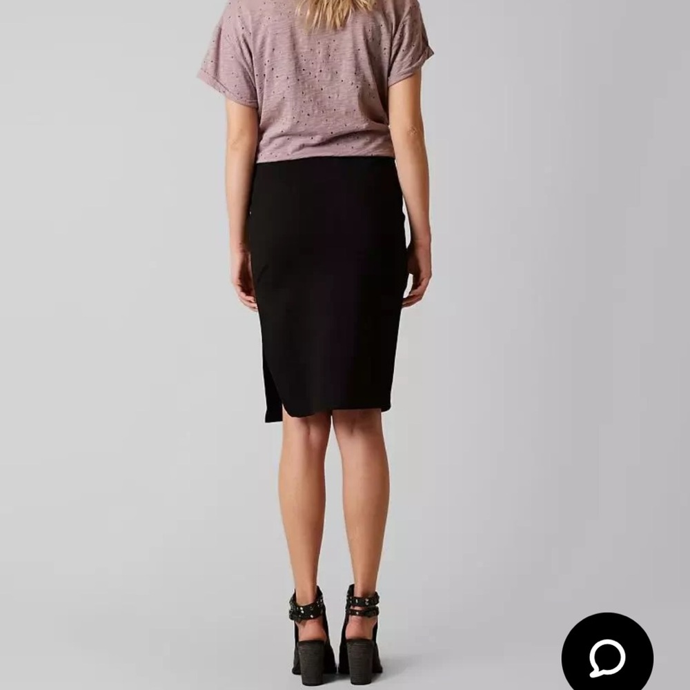 Free People Black Jersey Pencil Skirt Side Slit Size Large - Picture 2 of 8